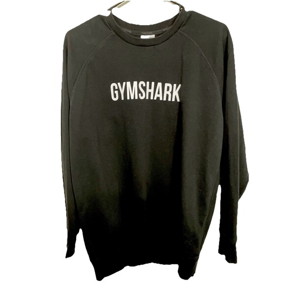 Gymshark Apollo Crew Neck Sweatshirt Men’s Small Black Pullover Logo Spell out - Picture 1 of 11